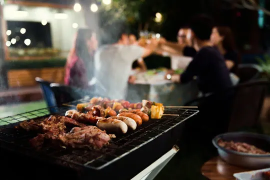 Charcoal-grilled skewers, marinated classics, and whatever's fresh that day,